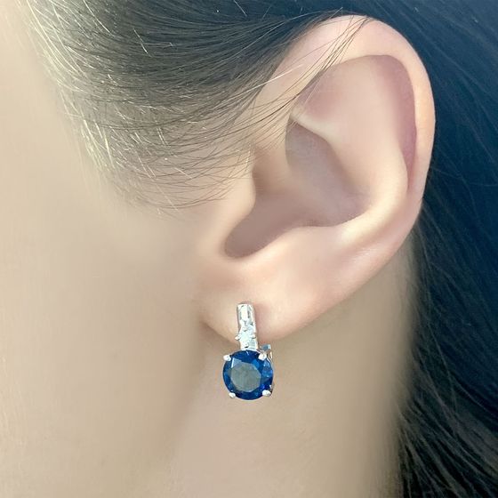 Серебряные серьги с топазом Лондон Блю 3.285ct
