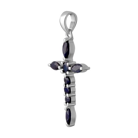 Серебряный крестик с сапфиром 1.938ct