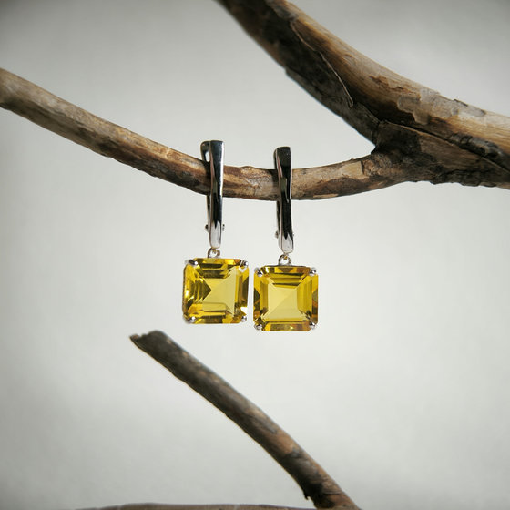 Серебряные серьги с цитрином nano 9.035ct