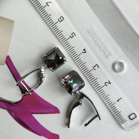 Серебряные серьги с мистик топазом 17.12ct