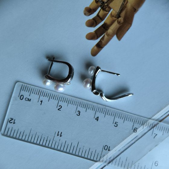 Серебряные серьги с жемчугом 4.75ct