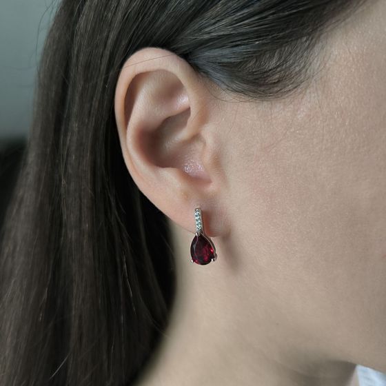 Серебряные серьги с гранатом nano