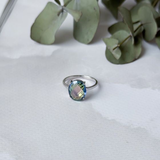 Серебряное кольцо с мистик топазом 3.417ct