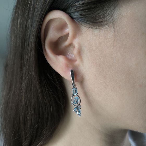 Серебряные серьги с топазом 3.367ct