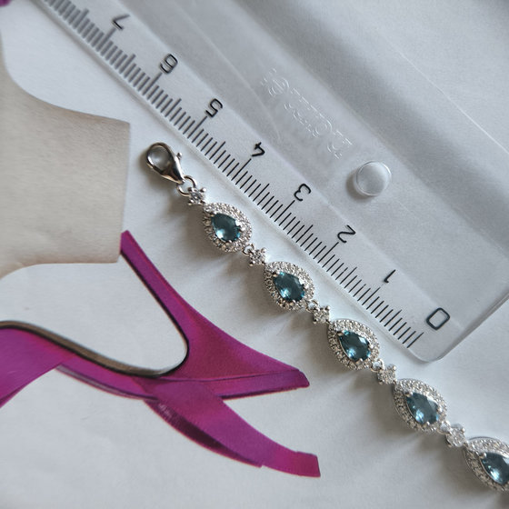 Серебряный браслет с топазом Лондон Блю 6.674ct