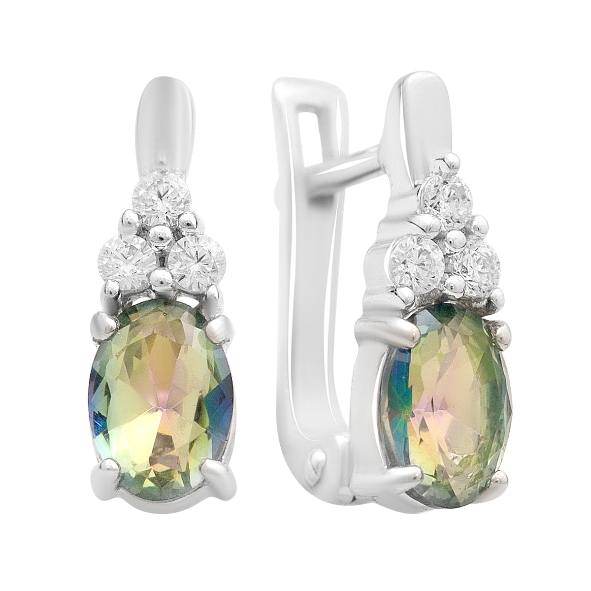 Серебряные серьги с мистик топазом 1.51ct