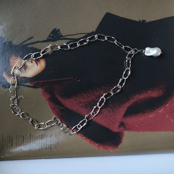 Серебряное колье с жемчугом барочным Серебряное колье с жемчугом барочным