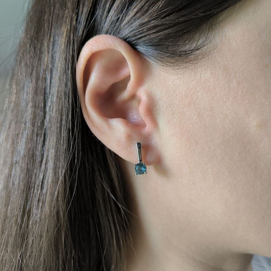Серебряные серьги с топазом Лондон Блю 0.692ct