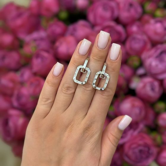 Серебряные серьги с фианитами