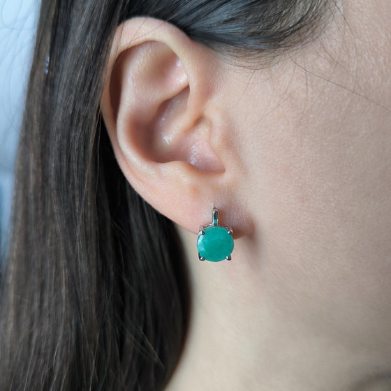 Серебряные серьги с изумрудом 4.525ct