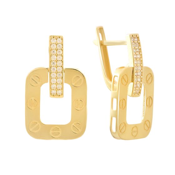 Золотые серьги с фианитами 0.4ct