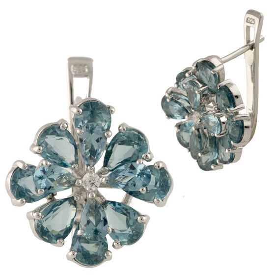 Серебряные серьги с топазом Лондон Блю