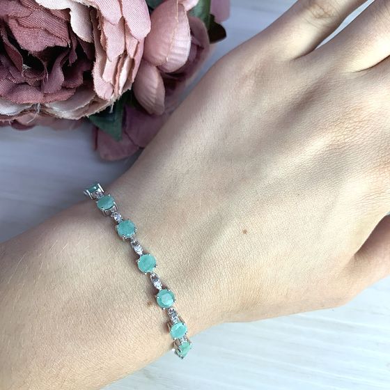 Серебряный браслет с изумрудом 8.485ct