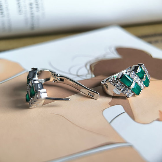 Серебряные серьги с агатом 5.288ct