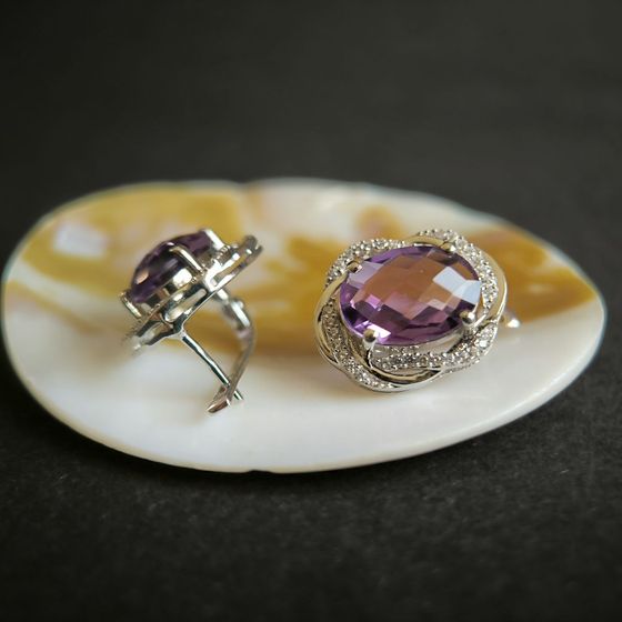 Серебряные серьги с аметистом 10.688ct