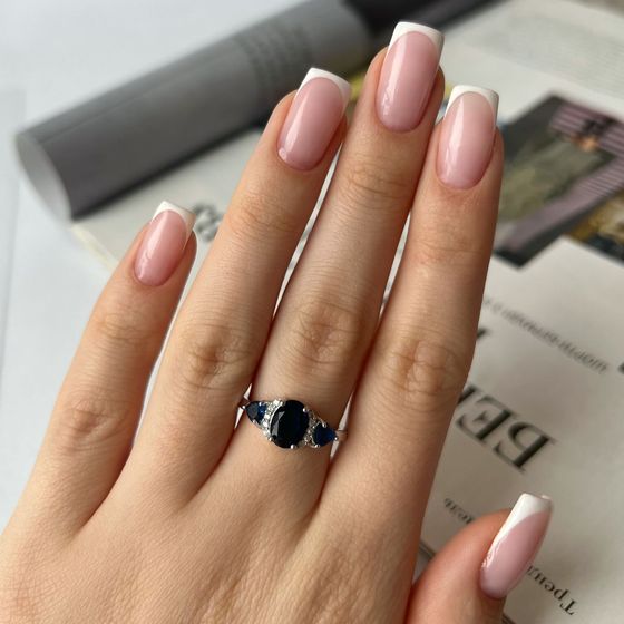 Серебряное кольцо с сапфиром nano 1.472ct