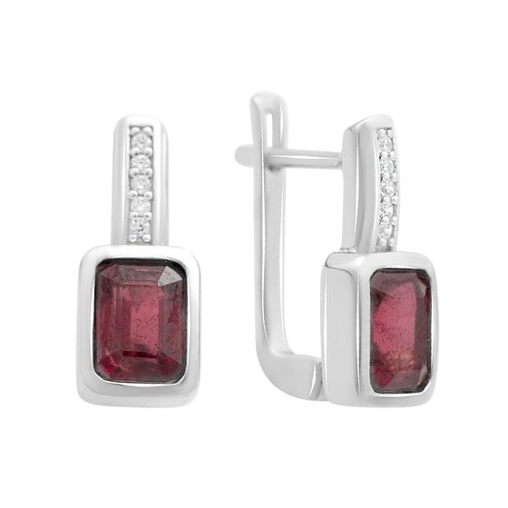 Серебряные серьги с рубином 3.098ct