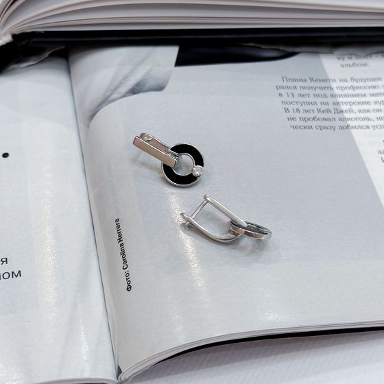 Серебряные серьги с емаллю