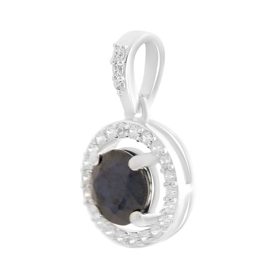 Серебряная подвеска с сапфиром 1.356ct, фианитами