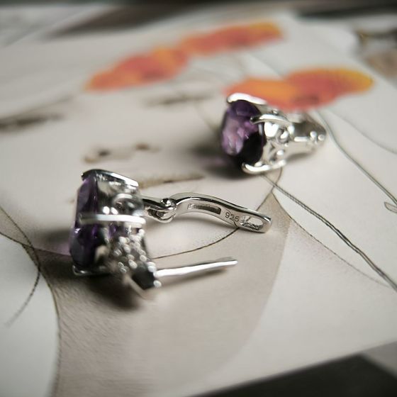 Серебряные серьги с аметистом 8.705ct