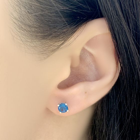 Серебряные серьги с топазом Лондон Блю 0.695ct