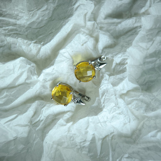 Серебряные серьги с цитрином nano 7.05ct, фианитами
