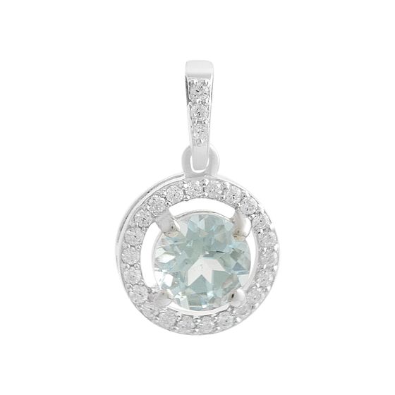 Серебряная подвеска с топазом 1.3ct, фианитами