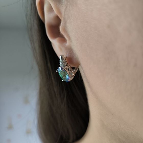 Серебряные серьги с мистик топазом 6.913ct