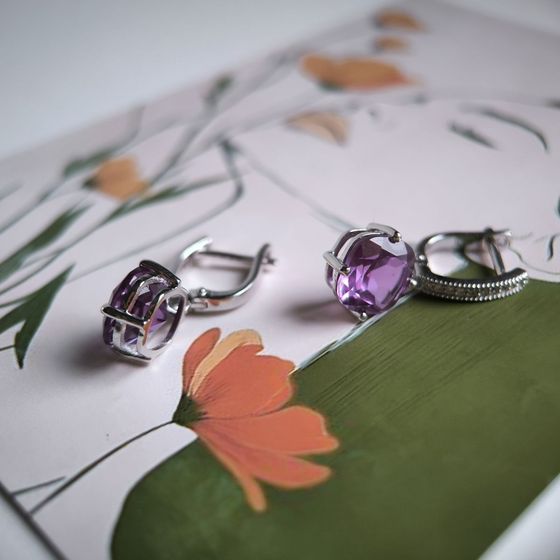 Серебряные серьги с александритом 11.238ct