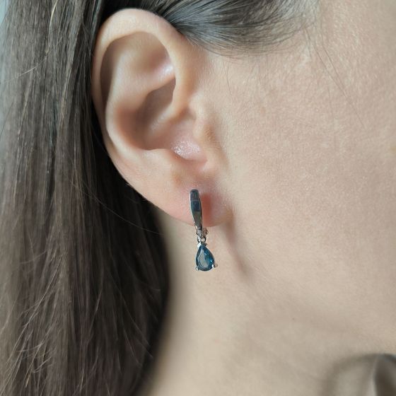 Серебряные серьги с топазом Лондон Блю 0.95ct