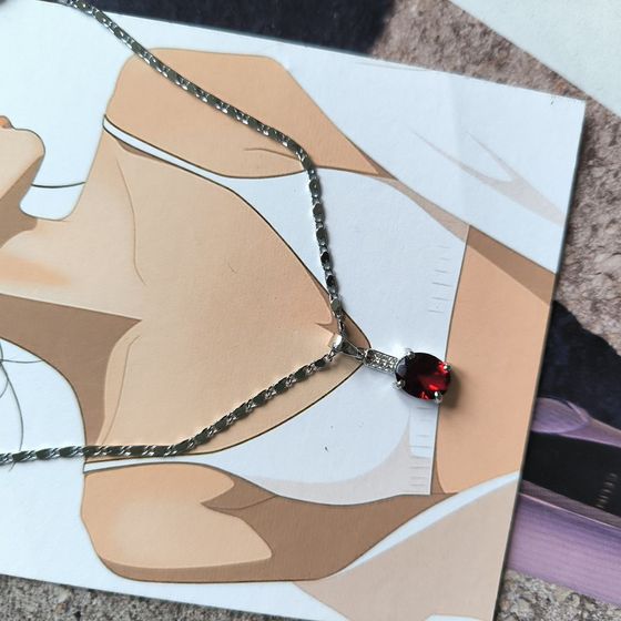 Серебряная подвеска с гранатом nano 2.291ct, фианитами