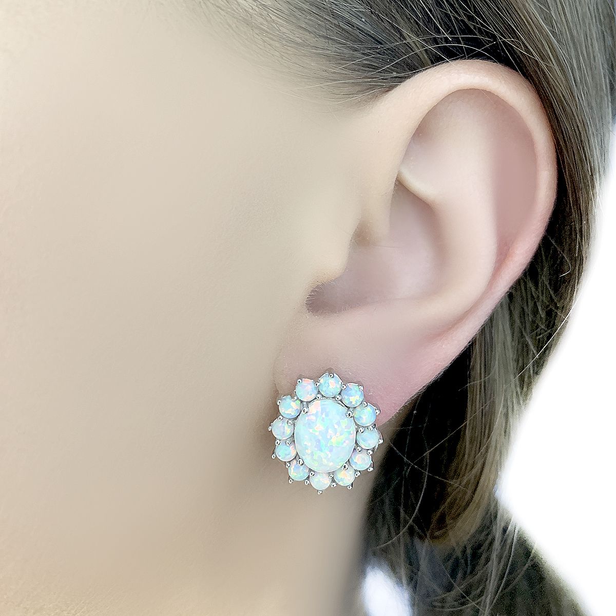Серебряные серьги с опалом 3.848ct