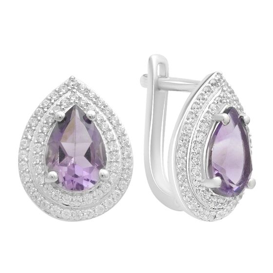 Серебряные серьги с аметистом 4.426ct