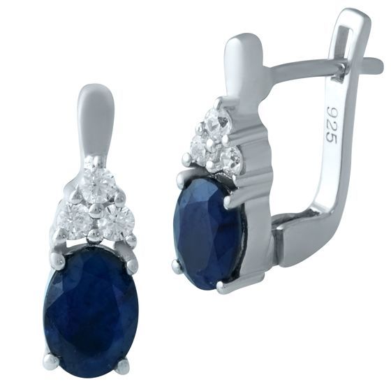 Серебряные серьги с сапфиром 2.405ct