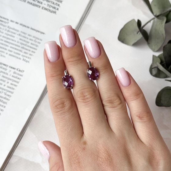 Серебряные серьги с александритом