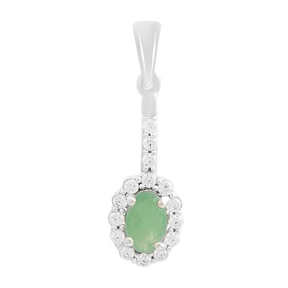 Серебряная подвеска с изумрудом 0.833ct, фианитами