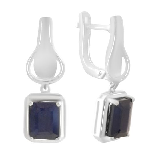 Серебряные серьги с сапфиром 5.218ct