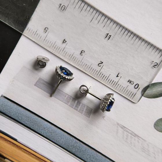 Серебряные серьги с сапфиром nano 1.698ct