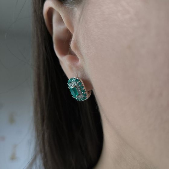 Серебряные серьги с агатом 3.033ct