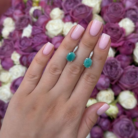 Серебряные серьги с изумрудом 4.782ct, фианитами