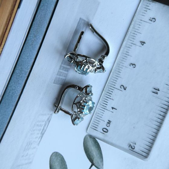 Серебряные серьги с топазом 4.108ct