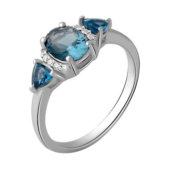 Серебряное кольцо с топазом Лондон Блю 1.38ct