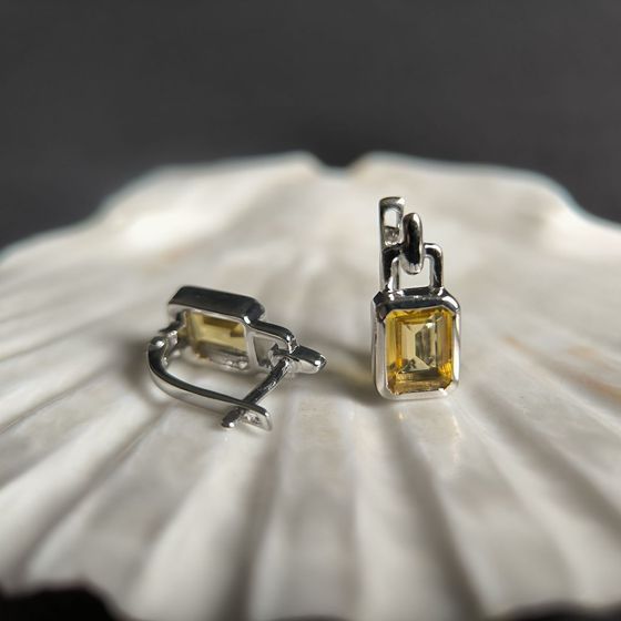 Серебряные серьги с цитрином nano 2.835ct