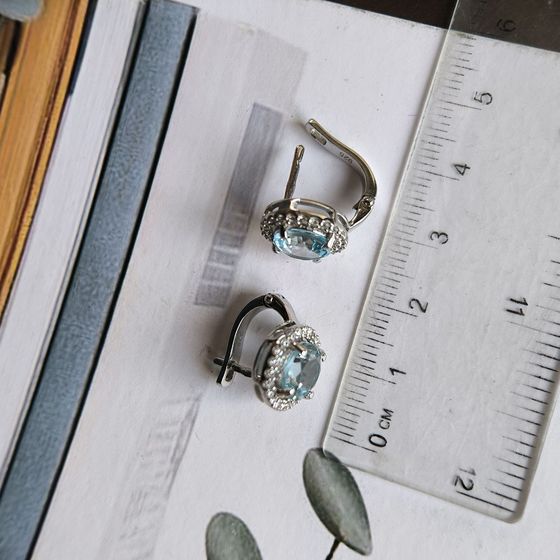 Серебряные серьги с топазом 5.441ct