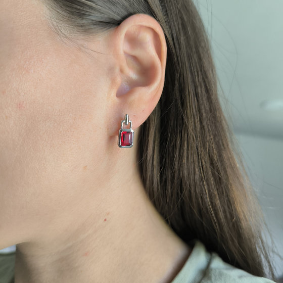 Серебряные серьги с гранатом nano 2.523ct