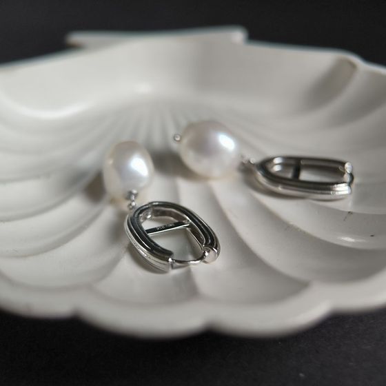 Серебряные серьги с жемчугом барочным