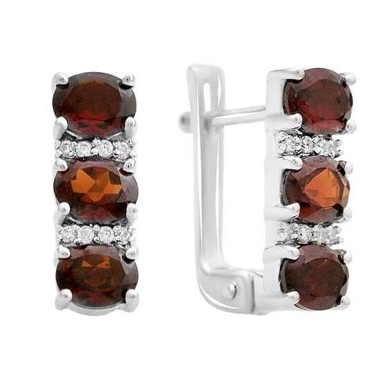 Серебряные серьги с гранатом 2.852ct