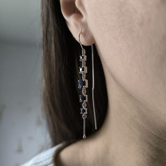 Серебряные серьги с сапфиром 3.285ct