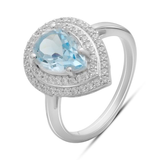 Серебряное кольцо с топазом 2.807ct, фианитами