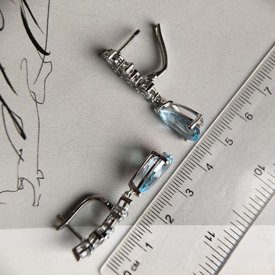 Серебряные серьги с топазом 12.405ct